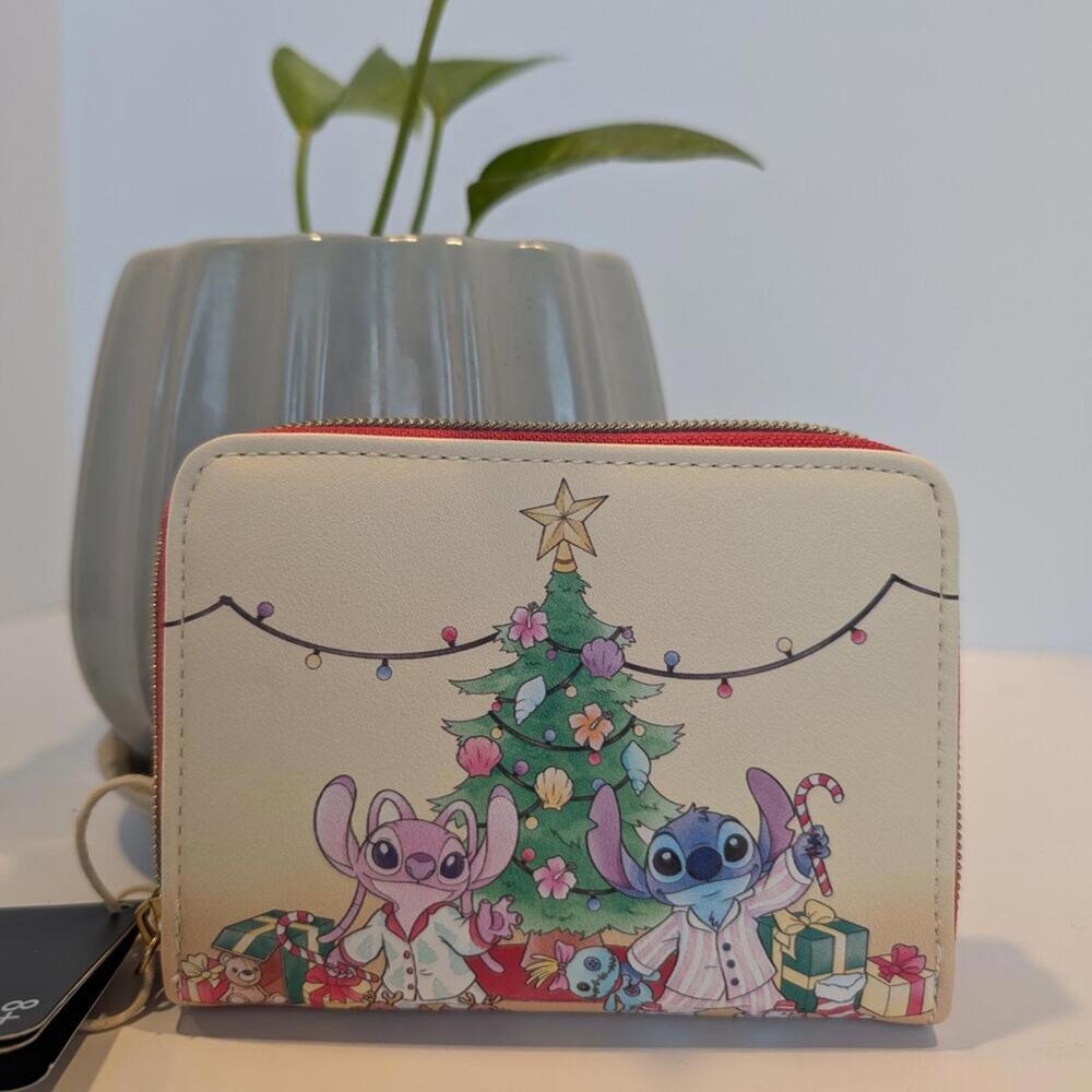 Lilo And Stitch Loungefly Disney Stitch & Angel Holiday Tree Zipper Wallet NWT